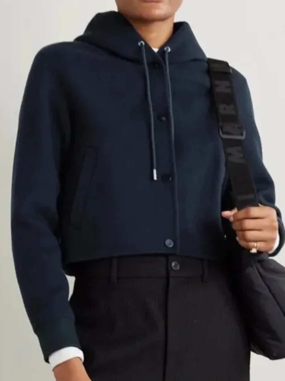 Theory Women's Navy Wool Cashmere Hooded Jacket Size S